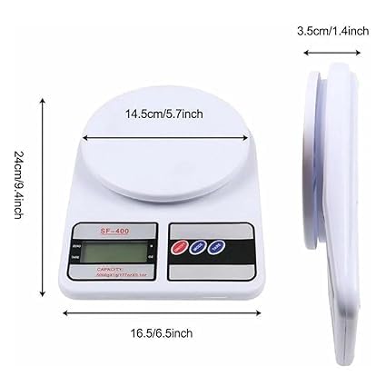 Digital Kitchen Weighing Scale 10kg | Electronic Food Weight Machine for Home & Kitchen | High Precision SF-400 Scale for Diet, Baking & Cooking | Multipurpose Weight Balance, White