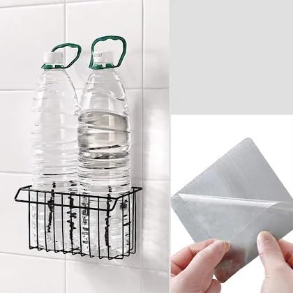 Self Adhesive Kitchen Sink Organizer Rack | Wall Mounted Sponge Holder Basket for Detergent Bottle, Scrubber & Brush | Rustproof Steel Storage Rack for Bathroom & Kitchen Use