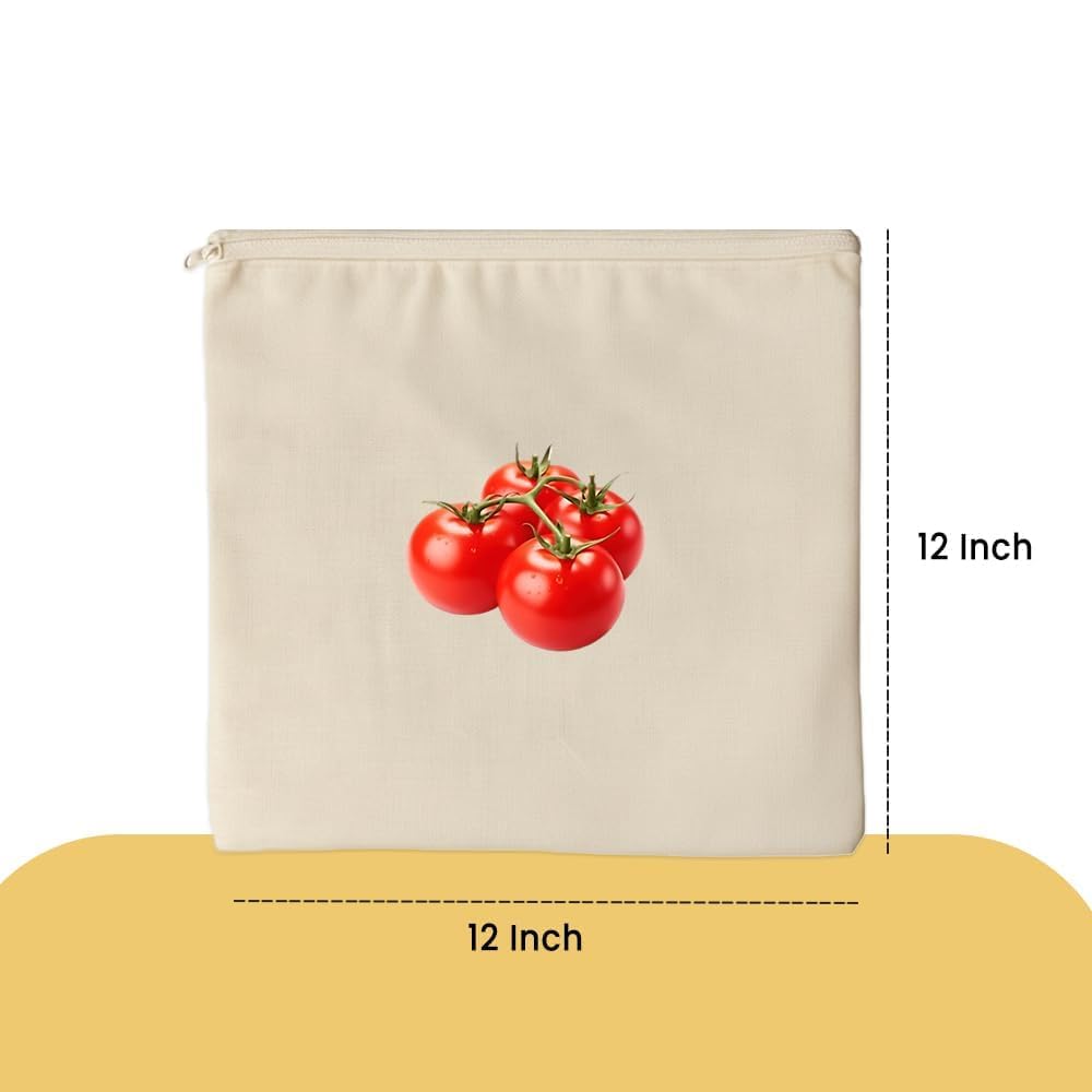 100% Cotton Reusable Vegetable Bags for Fridge | Eco-Friendly Storage Bags | Washable Breathable Cloth Bags for Vegetables | Plastic-Free Kitchen Organizer | 12x12 Inches | Pack of 10