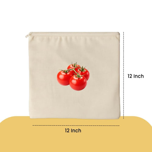100% Cotton Reusable Vegetable Bags for Fridge | Eco-Friendly Storage Bags | Washable Breathable Cloth Bags for Vegetables | Plastic-Free Kitchen Organizer | 12x12 Inches | Pack of 10