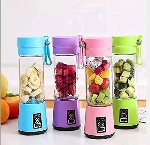 Portable Personal Blender, 380ml, 6-Blade Juicer for Smoothies, Fruit Juice, Milkshakes, Multi Colour (Pack of 1)