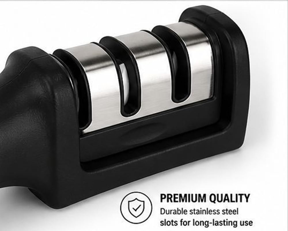 Knife Sharpener Manual 3 Stage Knives Sharpner Tool Advanced Knife Sharpener for Kitchen Knife Sharpner Knives Sharpening Tool for Steel Knives