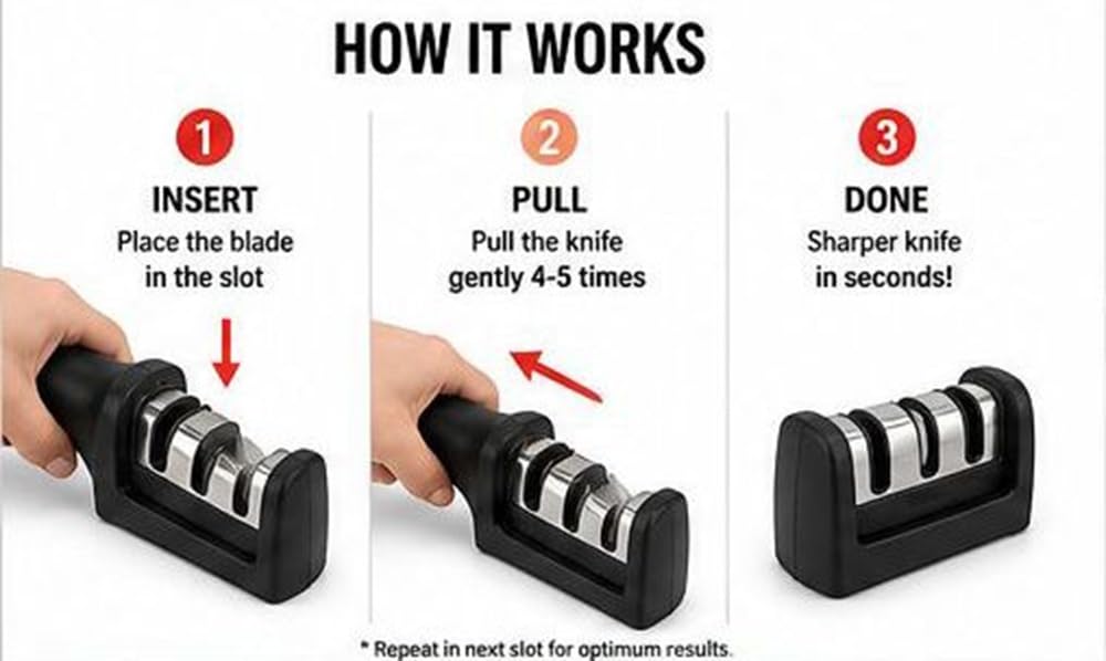Knife Sharpener Manual 3 Stage Knives Sharpner Tool Advanced Knife Sharpener for Kitchen Knife Sharpner Knives Sharpening Tool for Steel Knives