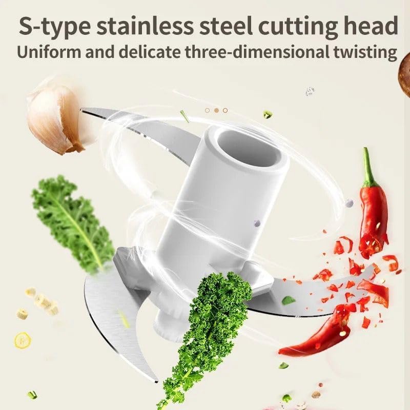 Rechargeable Mini Electric Chopper - Stainless Steel Blades, One-Touch Operation, Food Grade Cup, Easy to Clean Chopper for Mincing Garlic, Vegetable and Meat,Nuts(A1)