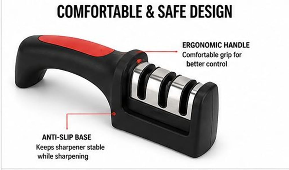 Knife Sharpener Manual 3 Stage Knives Sharpner Tool Advanced Knife Sharpener for Kitchen Knife Sharpner Knives Sharpening Tool for Steel Knives