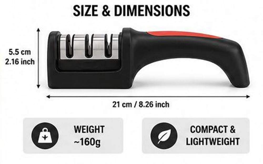 Knife Sharpener Manual 3 Stage Knives Sharpner Tool Advanced Knife Sharpener for Kitchen Knife Sharpner Knives Sharpening Tool for Steel Knives