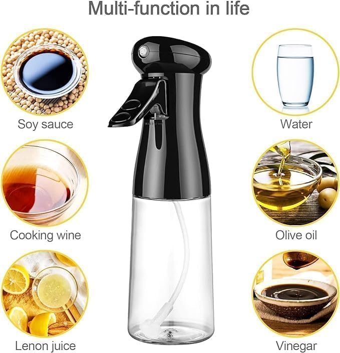 Vasukie 220ML Oil Sprayer for Cooking, Refillable Olive Oil Spray Bottle, Fine Mist Spray Oil Dispenser for Air Fryer, BBQ, Salad, Roasting & Kitchen Use (Spray Bottle)