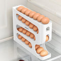 Nitevo Egg Holder for Refrigerator, Automatic Rolling Egg Organizer, 4 Layer Storage Tray, 30 Eggs Capacity, Space Saving Stackable Fridge Egg Container (White)