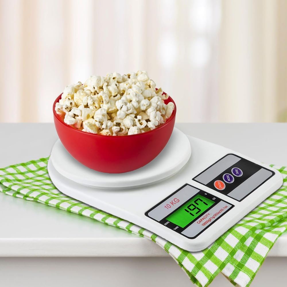 Digital Kitchen Weighing Scale 10kg | Electronic Food Weight Machine for Home & Kitchen | High Precision SF-400 Scale for Diet, Baking & Cooking | Multipurpose Weight Balance, White