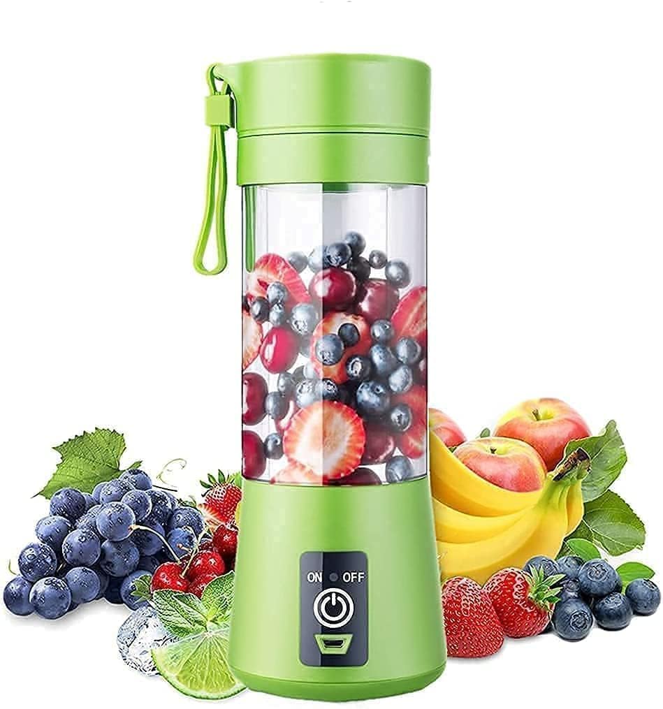 Portable Personal Blender, 380ml, 6-Blade Juicer for Smoothies, Fruit Juice, Milkshakes, Multi Colour (Pack of 1)
