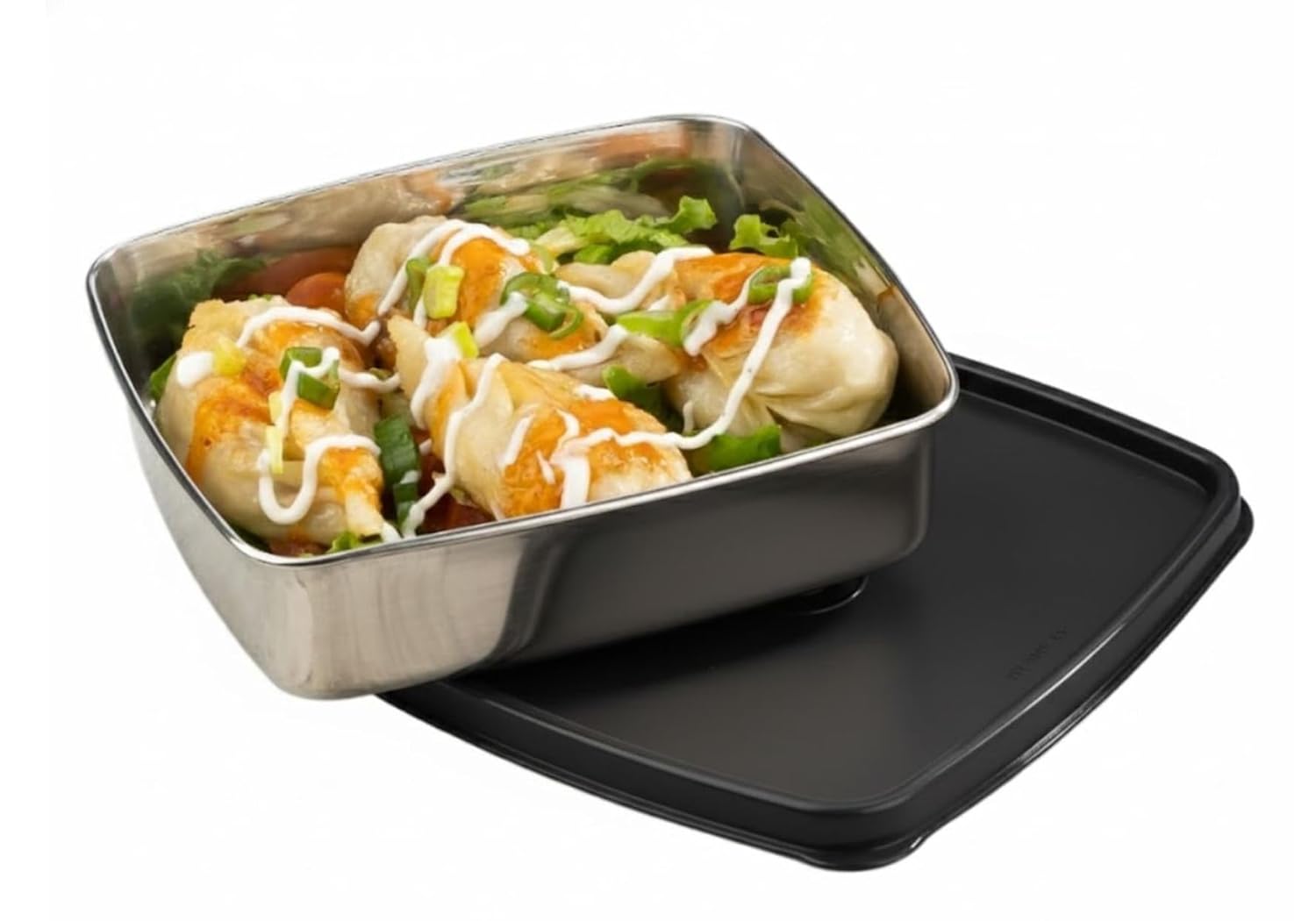Signoraware Smart 'N' Slim Stainless Steel Container | Airtight & Leakproof | Maintain Crispness | Keeps food fresh | Great for School, office Or Picnic use | Useful for Leftovers (400ml | Black)