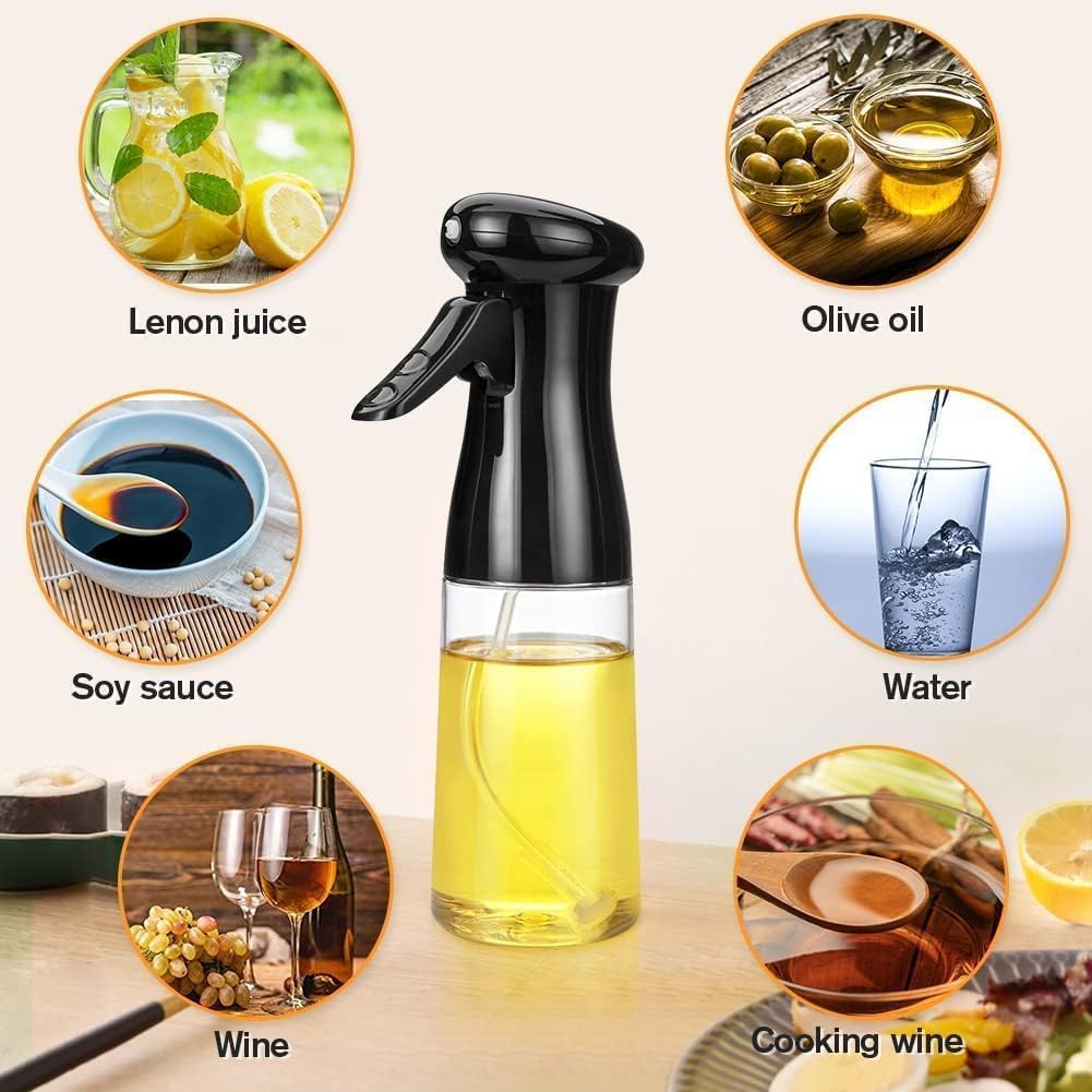 Vasukie 220ML Oil Sprayer for Cooking, Refillable Olive Oil Spray Bottle, Fine Mist Spray Oil Dispenser for Air Fryer, BBQ, Salad, Roasting & Kitchen Use (Spray Bottle)