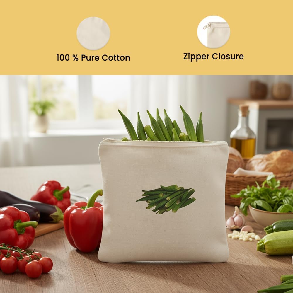 100% Cotton Reusable Vegetable Bags for Fridge | Eco-Friendly Storage Bags | Washable Breathable Cloth Bags for Vegetables | Plastic-Free Kitchen Organizer | 12x12 Inches | Pack of 10