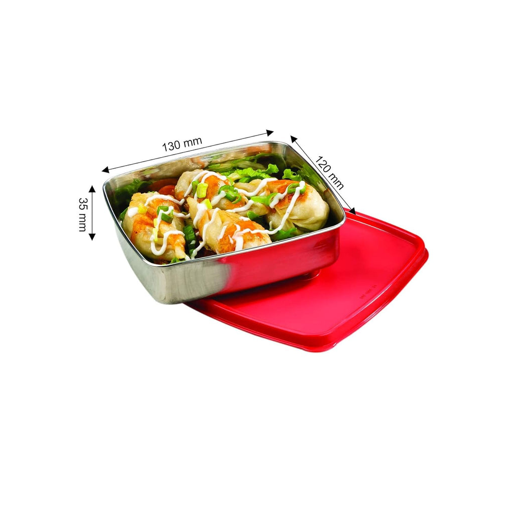 Signoraware Smart 'N' Slim Stainless Steel Container | Airtight & Leakproof | Maintain Crispness | Keeps food fresh | Great for School, office Or Picnic use | Useful for Leftovers (400ml | Black)