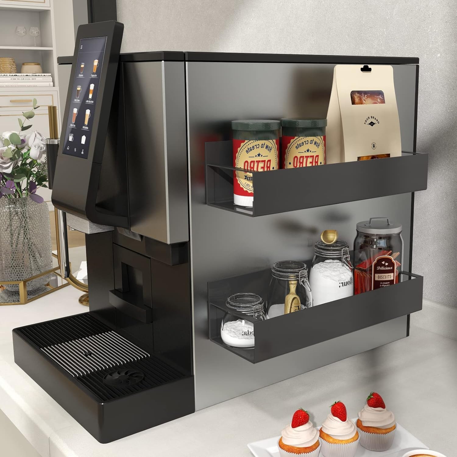 Allkartz Fridge Side Storage Rack Magnetic Spice Rack for Refrigerator Magnetic Shelves Magnetic Fridge Organizer Magnetic Shelf Spice Rack Organizer Spice Rack for Fridge Magnet Organiser