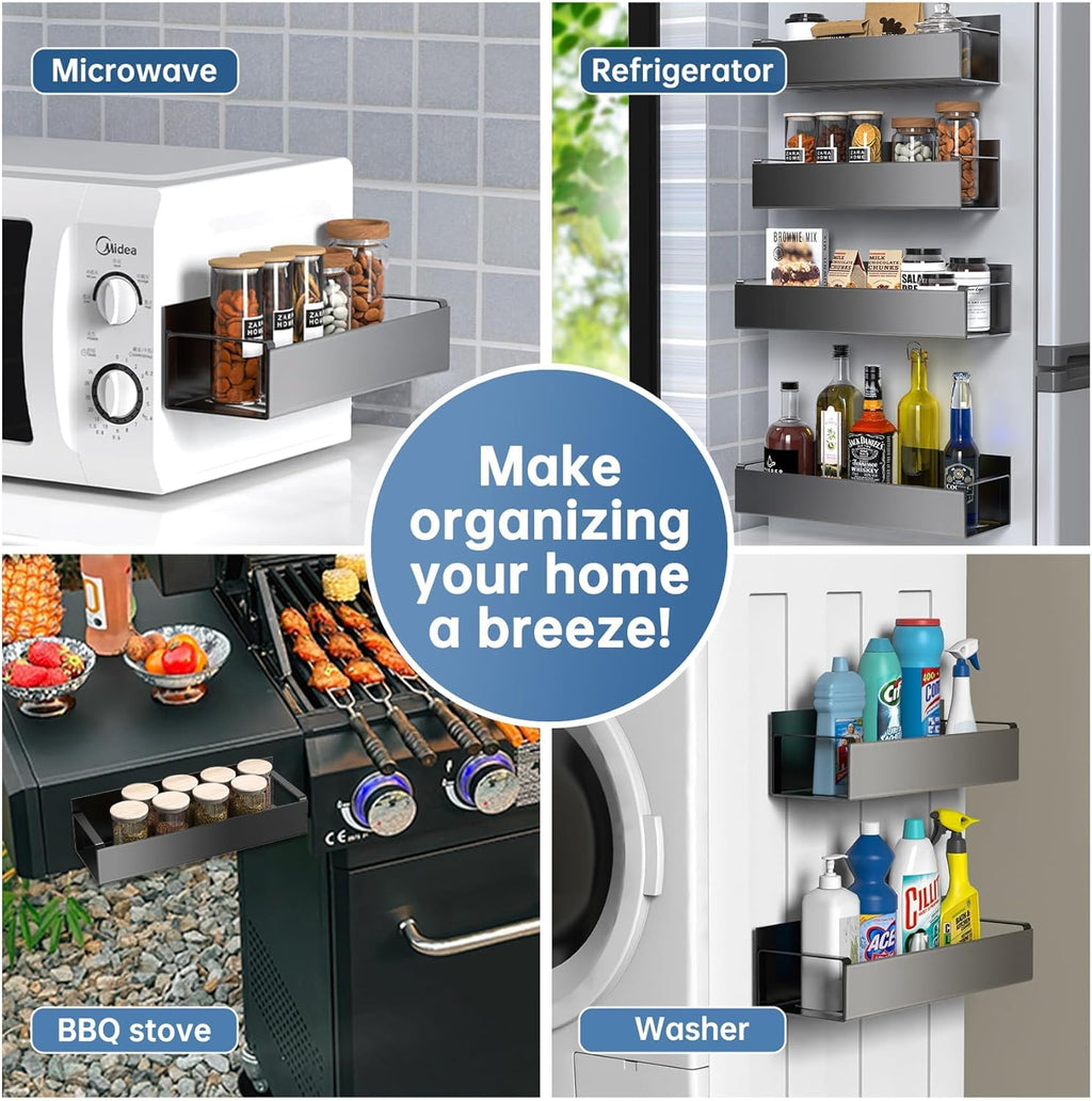 Allkartz Fridge Side Storage Rack Magnetic Spice Rack for Refrigerator Magnetic Shelves Magnetic Fridge Organizer Magnetic Shelf Spice Rack Organizer Spice Rack for Fridge Magnet Organiser