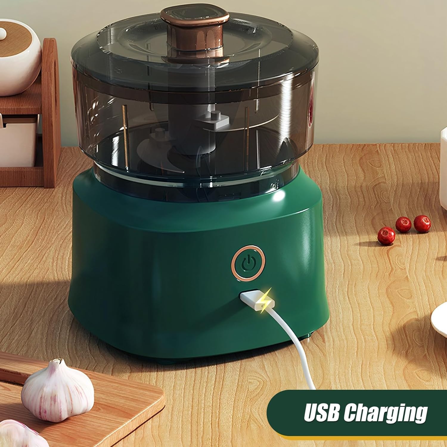 Rechargeable Mini Electric Chopper - Stainless Steel Blades, One-Touch Operation, Food Grade Cup, Easy to Clean Chopper for Mincing Garlic, Vegetable and Meat,Nuts(A1)