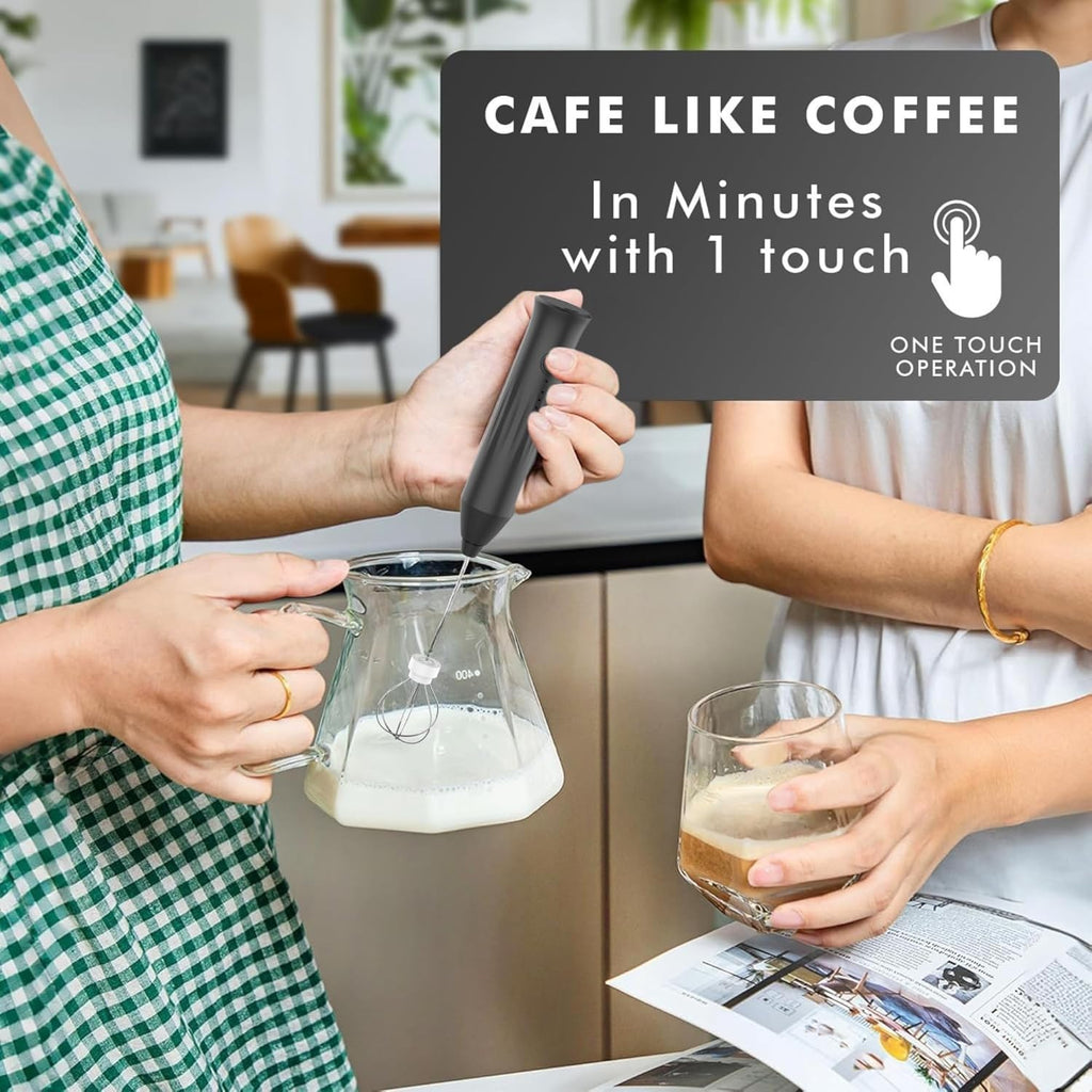 Nova Milk Frother Rechargable Coffee Frother Milk & Beater for Cold Latte 2In1 Handheld Blender and Egg Whisker | 1 Year Warranty Free Frothy Recipe E-Book (Whisker + FROTHER)